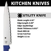 Spyderco Lightweight Kitchen Utility Knife with MBS-26 Stainless Steel Blade and Polypropylene Handle