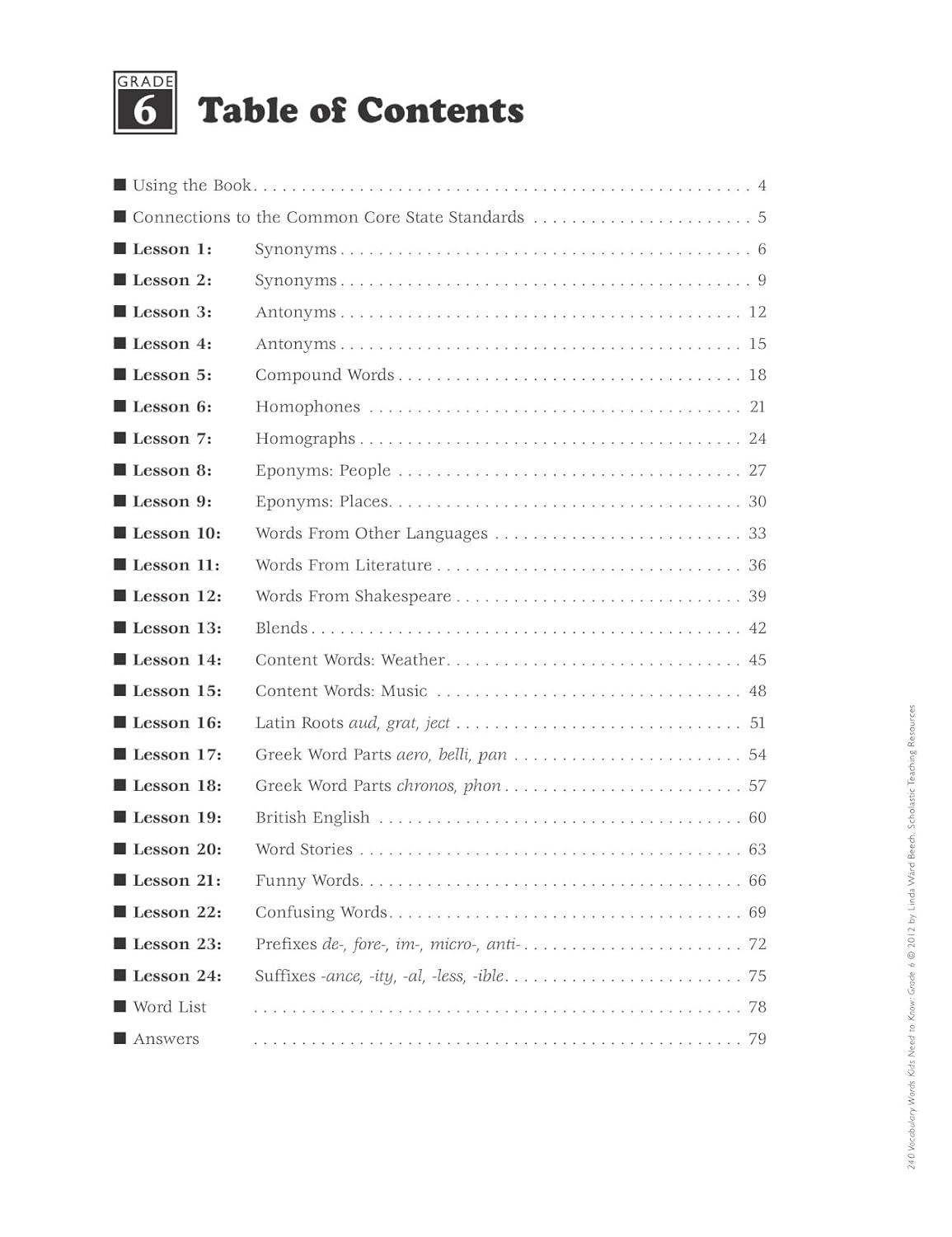 240 Vocabulary Words Kids Need to Know: Grade 6: 24 Ready-To-Reproduce Packets Inside!