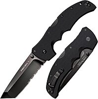 Cold Steel Recon 1 4" S35VN Razor-Sharp Blade 5.375" G-10 Handle Tactical Folding Knife w/Tri-Ad Lock, Ambidextrous Pocket/Belt Clip Tanto Point; 50/50 Plain Serrated Edge