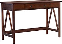 Linon Rockport 46inW Home Office Writing Desk, Antique Tobacco