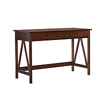 Linon Rockport 46inW Home Office Writing Desk, Antique Tobacco