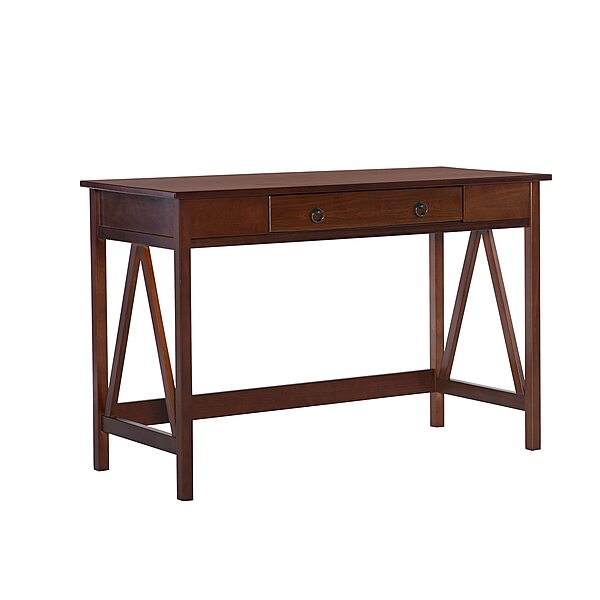 Linon Rockport 46inW Home Office Writing Desk, Antique Tobacco