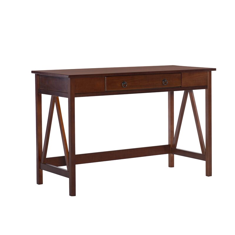 Linon Rockport 46inW Home Office Writing Desk, Antique Tobacco