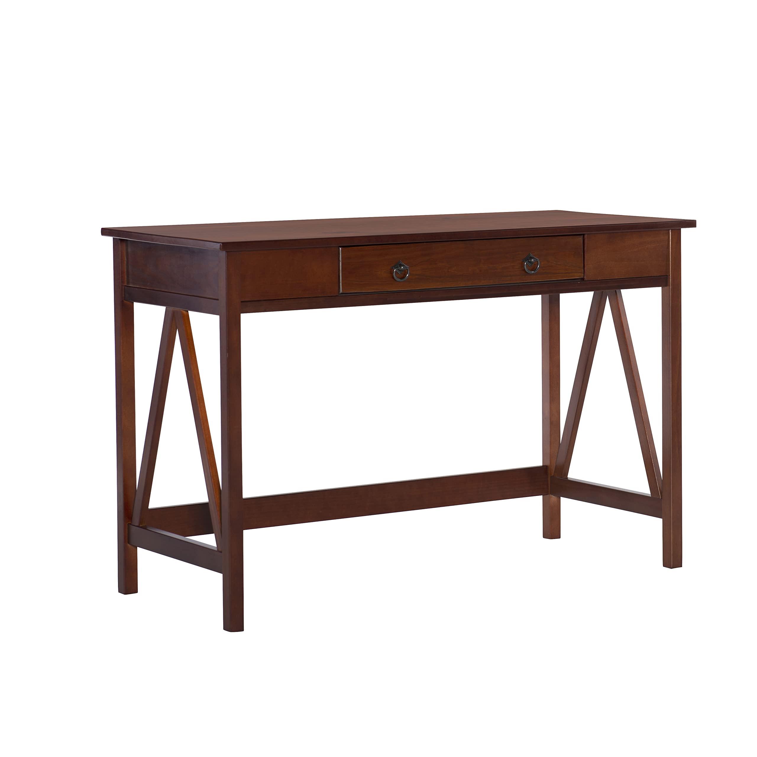 Linon Rockport 46inW Home Office Writing Desk, Antique Tobacco