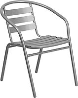 Flash Furniture Lila Silver Metal Restaurant Stack Chair with Aluminum Slats Silver Set of 1