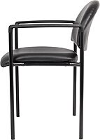 Boss Office Products Dimond Caressoft Stacking Chair with Arms in Black 250 lbs.