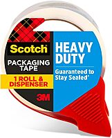 Scotch Heavy Duty Shipping Packaging Tape, 1 Dispensered Roll, 1.88 x 38.2 yd, Great for Packing, Shipping & Moving