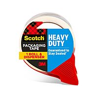 Scotch Heavy Duty Shipping Packaging Tape, 1 Dispensered Roll, 1.88 x 38.2 yd, Great for Packing, Shipping & Moving