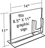 Azar Displays Double-Foot Sign Holders, With Trifold Pocket, 11inH x 14inW x 3 3/8inD, Clear, Pack Of 2 Holders