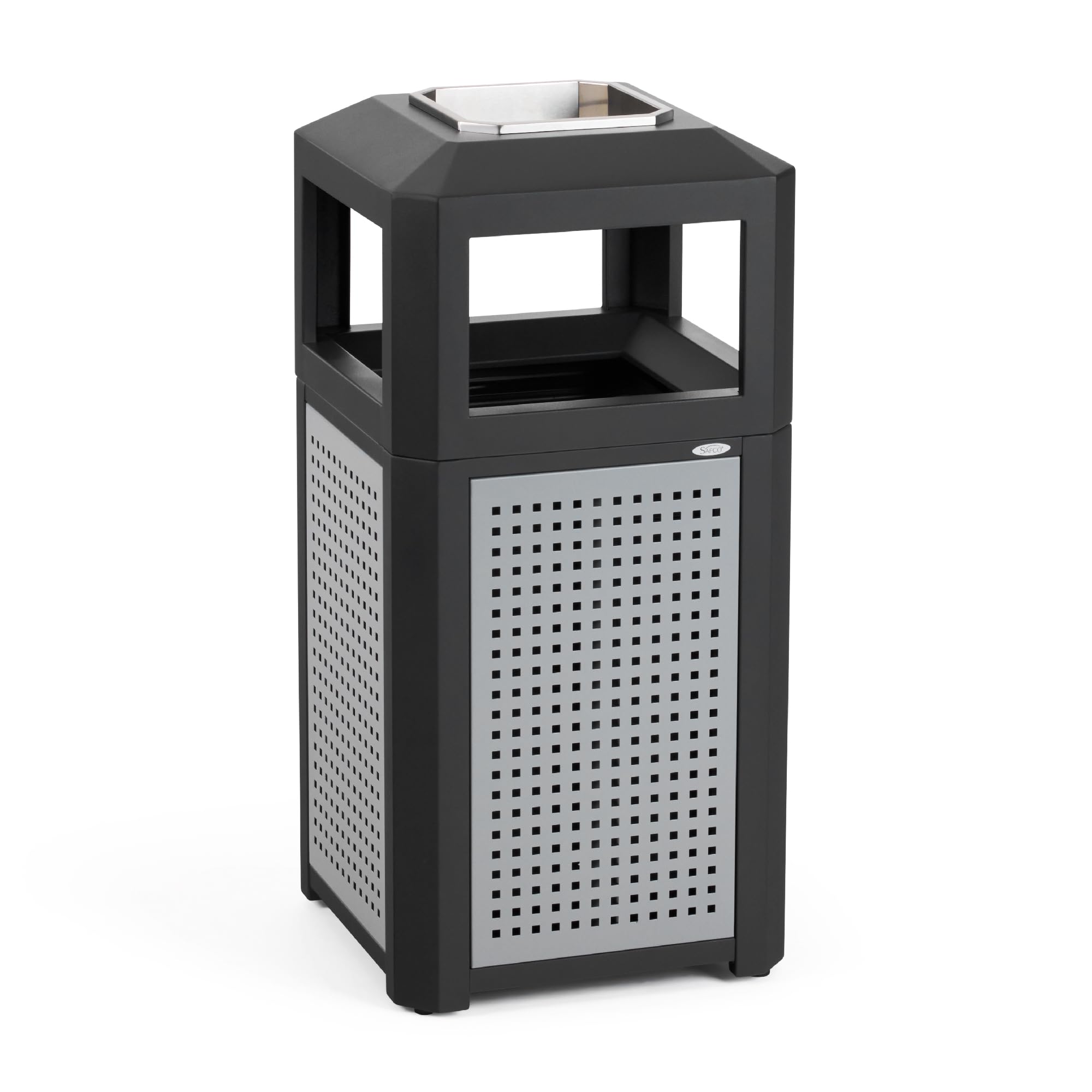 Safco Evos Steel Trash Can, Indoor and Outdoor Use