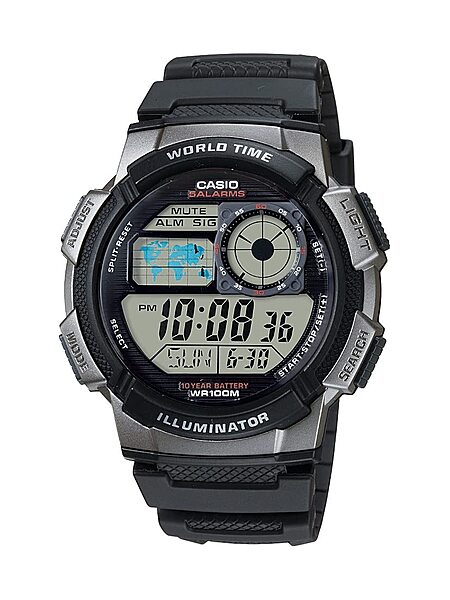 Casio AE1000W Series | Men’s Digital Watch | 100M WR | Multi Alarms | 100 SEC Stopwatch | Countdown Timer | World Map