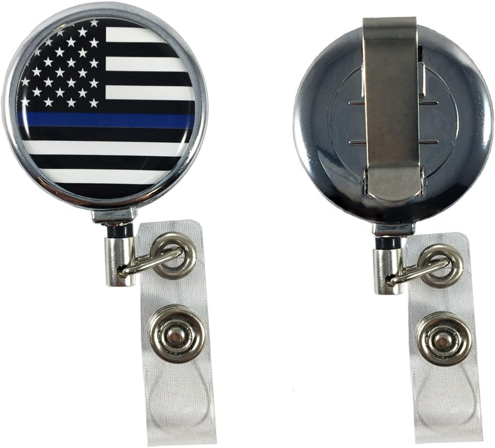 Badge Reel - Thin Blue Line American Flag