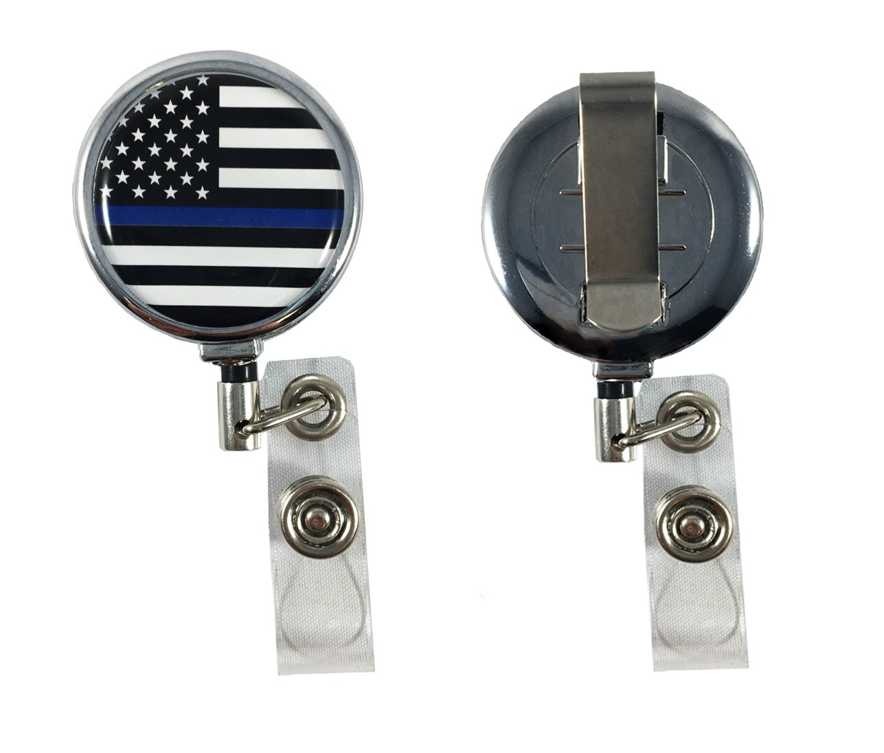 Badge Reel - Thin Blue Line American Flag