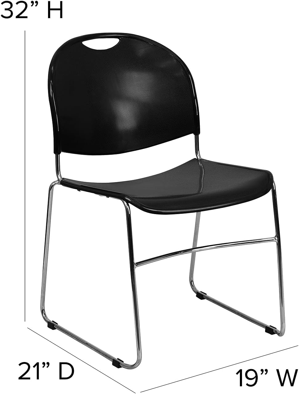 FLASH FURNITURE HERCULES Series 880 lb. Capacity Ultra-Compact Sled Base Stack Chair