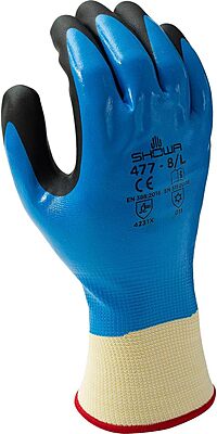 SHOWA 477 Nitrile/Nitrile Foam Fully Coated Insulated Winter Work Glove with Poly Blend Liner Bulk Pack X-Large