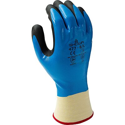 SHOWA 477 Nitrile/Nitrile Foam Fully Coated Insulated Winter Work Glove with Poly Blend Liner Bulk Pack X-Large