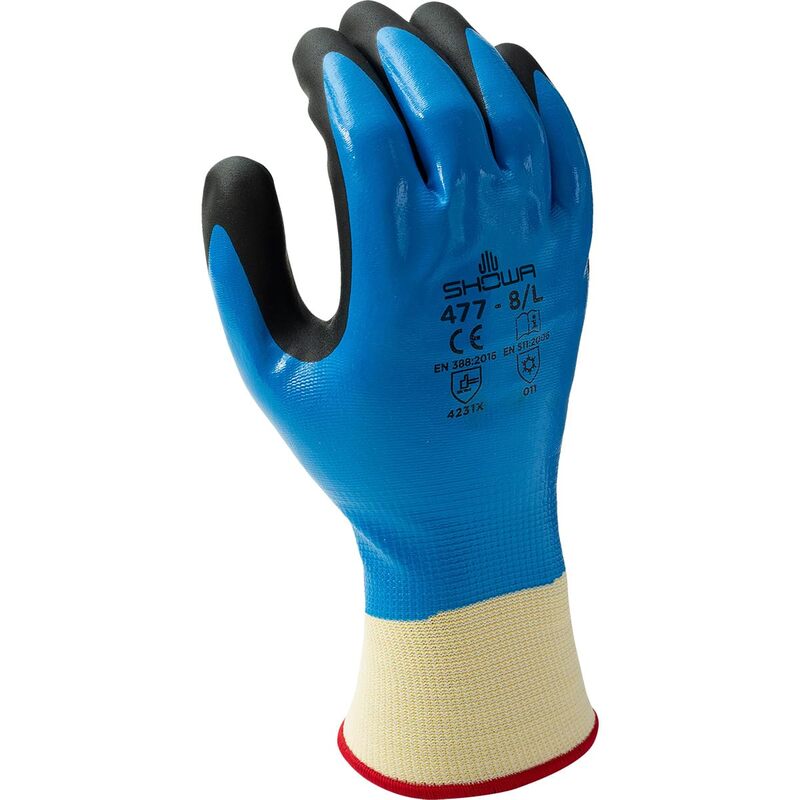 SHOWA 477 Nitrile/Nitrile Foam Fully Coated Insulated Winter Work Glove with Poly Blend Liner Bulk Pack X-Large