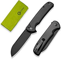 CIVIVI Chevalier II Folding Pocket Knife, Button Lock, 3.47\" Sheepsfoot Blade, Aluminum Handle