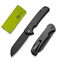 CIVIVI Chevalier II Folding Pocket Knife, Button Lock, 3.47\" Sheepsfoot Blade, Aluminum Handle