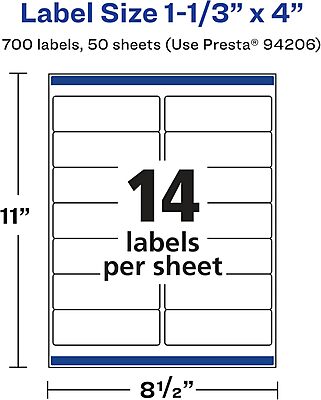 Avery Glossy Clear Rectangle Labels, Sure Feed Technology, 1-1/3" x 4"