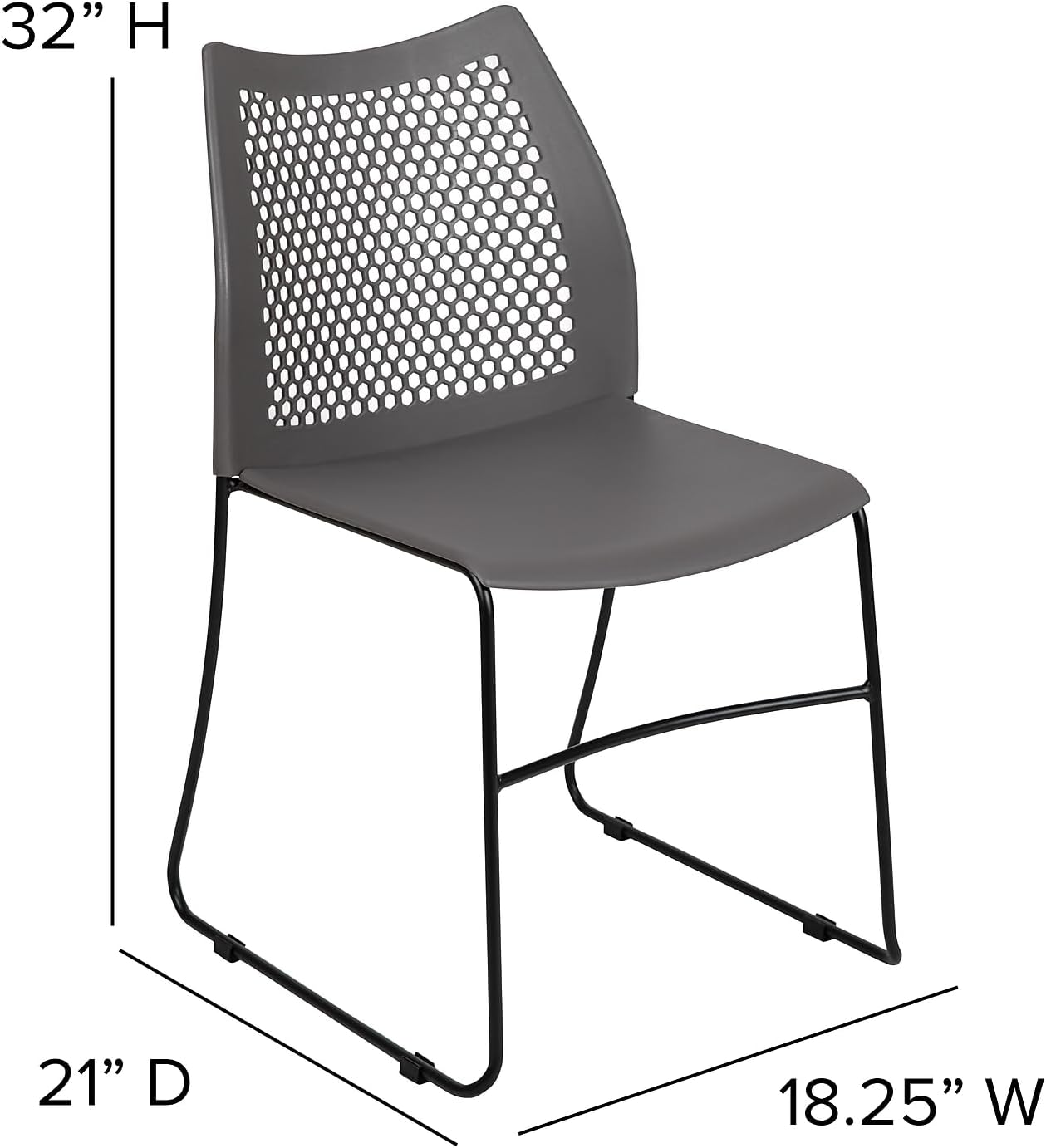 Flash Furniture HERCULES Series 661 lb Capacity Stack Chair with Air-Vent Back and Sled Base