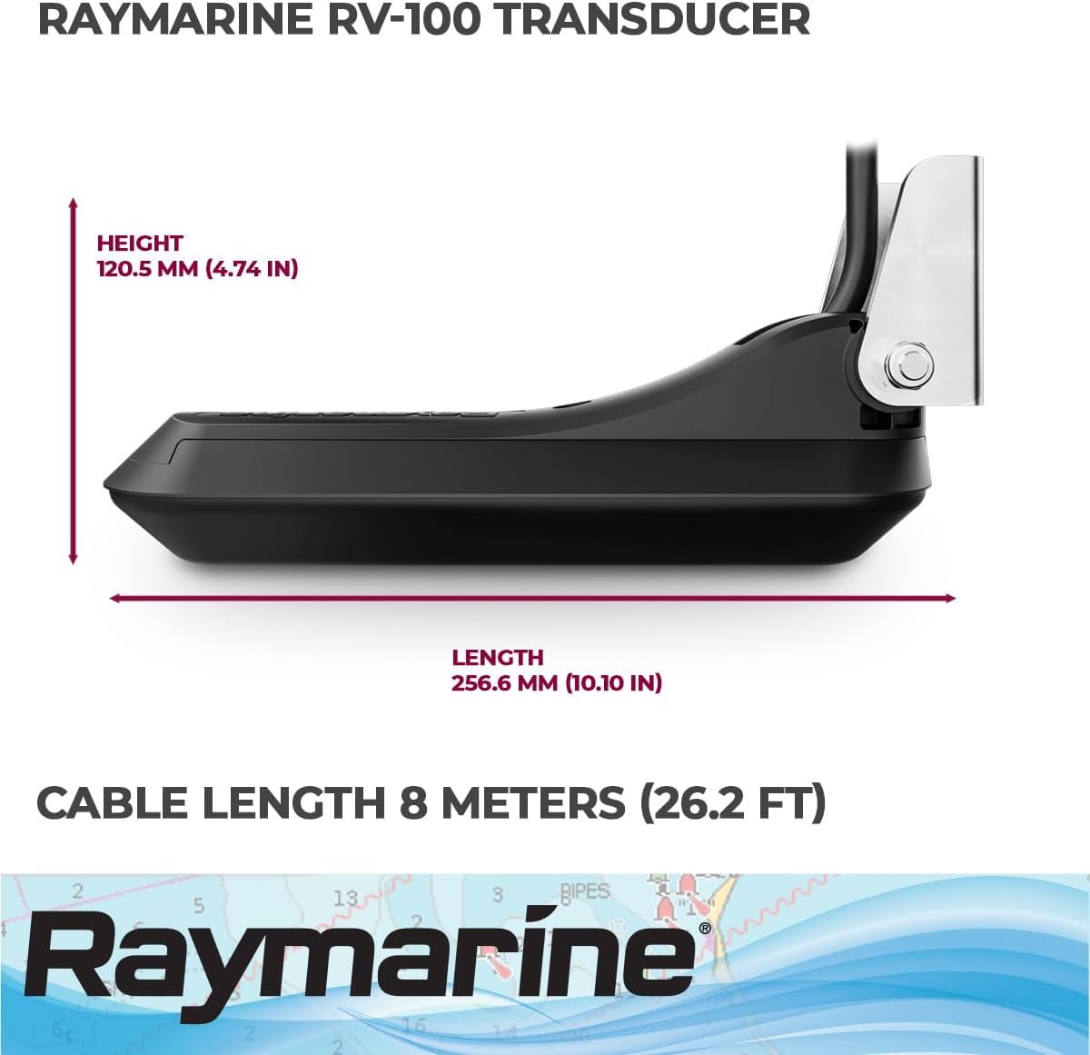 Raymarine Axiom RV-100 RealVision 3D All-in-one Transom Mount Transducer, Black
