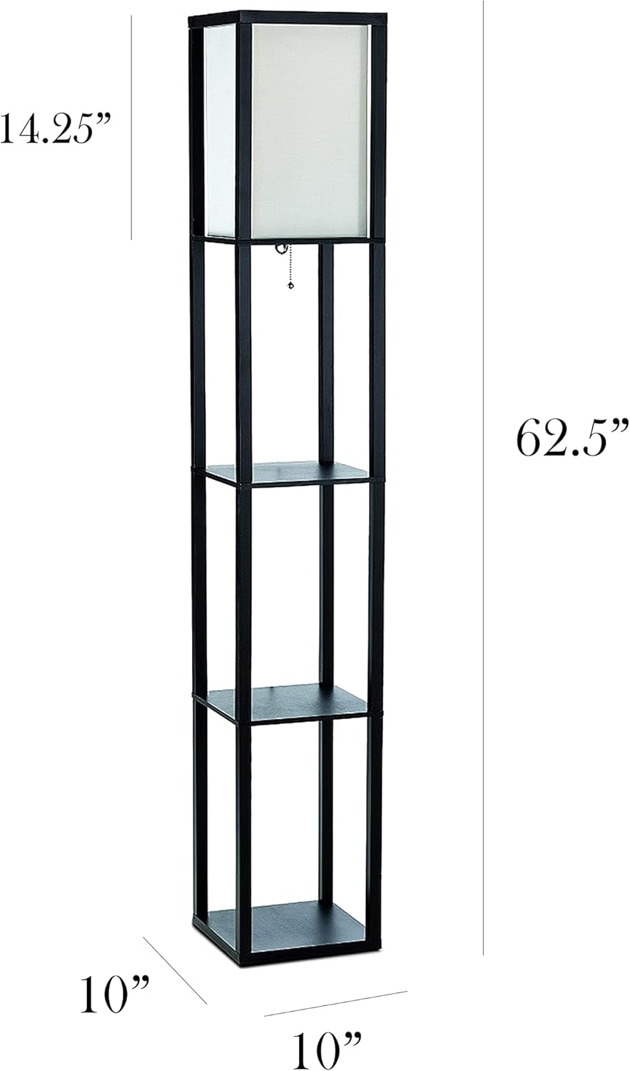 SIMPLE DESIGNS LF1014 3-Shelf Floor Lamp Linen Shade