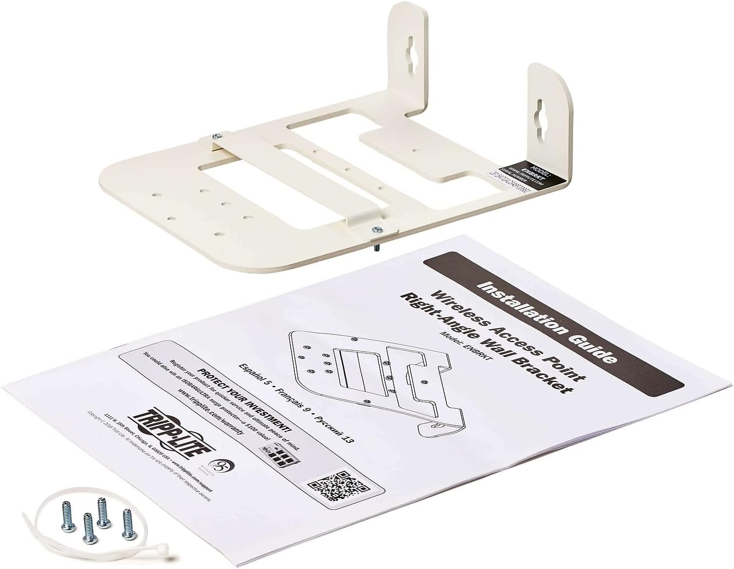 Tripp Lite Universal Wall Bracket for Wireless Access Point, Right Angle, Steel, White - ENBRKT
