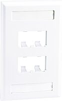 Panduit CFPL4WHY 4-Port Mini-Com Single-Gang Faceplate with Labels, Classic Series, White