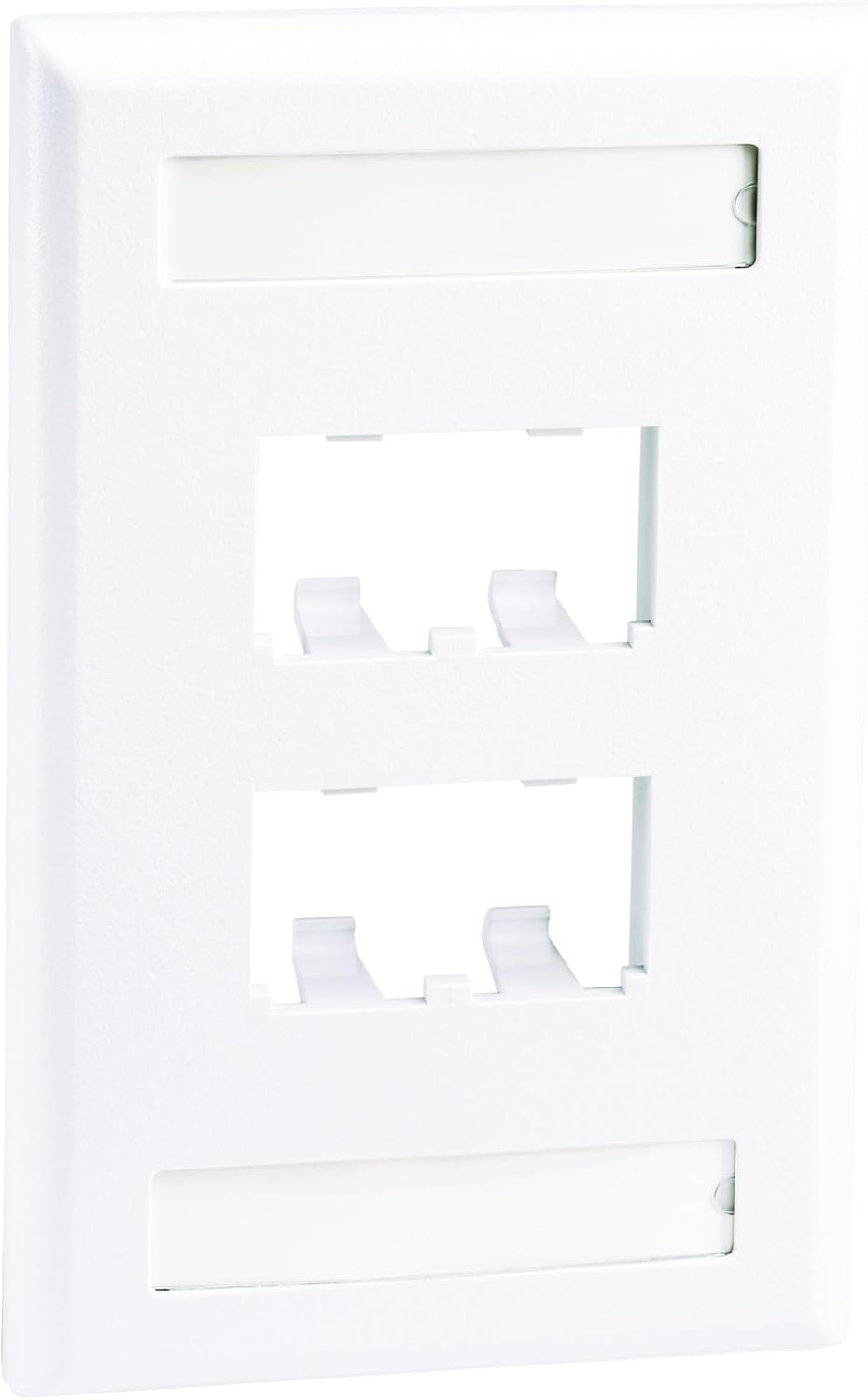 Panduit CFPL4WHY 4-Port Mini-Com Single-Gang Faceplate with Labels, Classic Series, White
