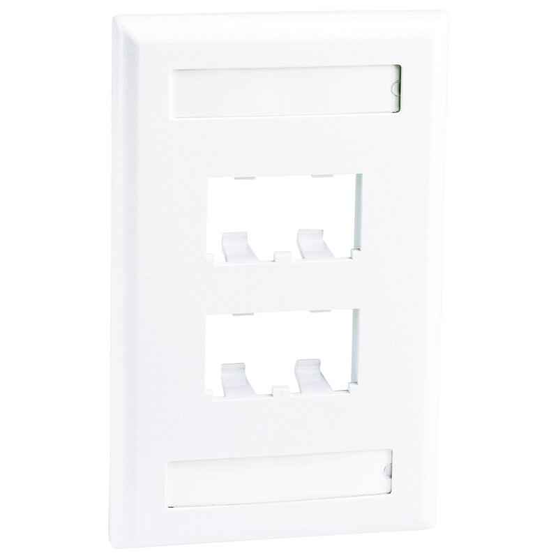 Panduit CFPL4WHY 4-Port Mini-Com Single-Gang Faceplate with Labels, Classic Series, White