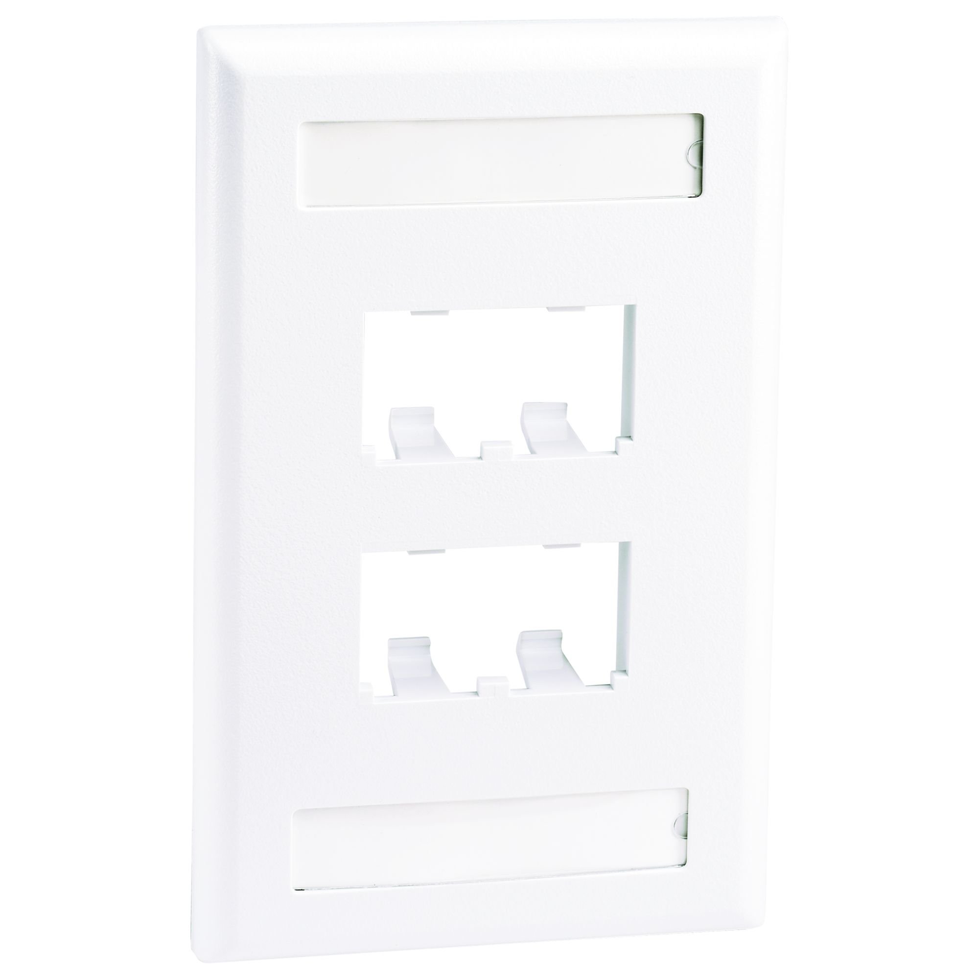 Panduit CFPL4WHY 4-Port Mini-Com Single-Gang Faceplate with Labels, Classic Series, White