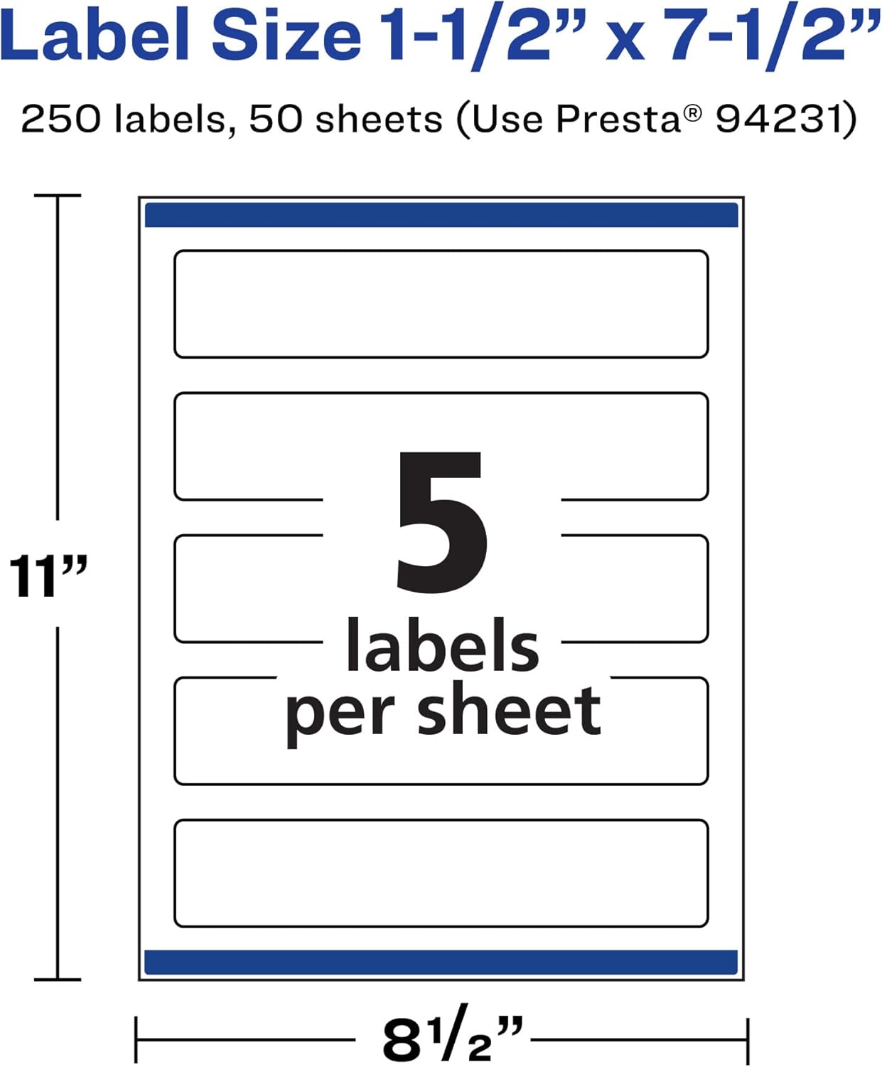 AVERY Matte White Rectangle Labels, Sure Feed Technology, 1.5" x 7.5"
