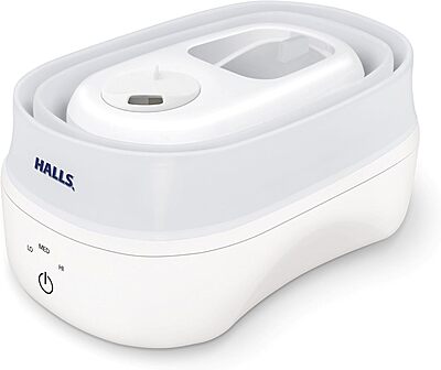 Crane x HALLS Collapsible Cool Mist Humidifier for Bedroom and Office, 1 Gallon Portable Humidifier for Travel and Easy Storage, Blue and White