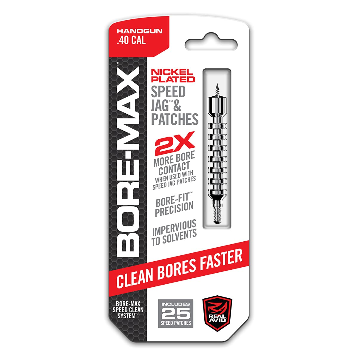 REAL AVID Bore-Max Speed Jag and 25 Patches Gun Cleaning Set