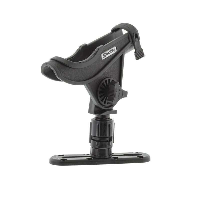 Scotty #282-BK Baitcaster Rod Holder with Gear and Rail (Black)