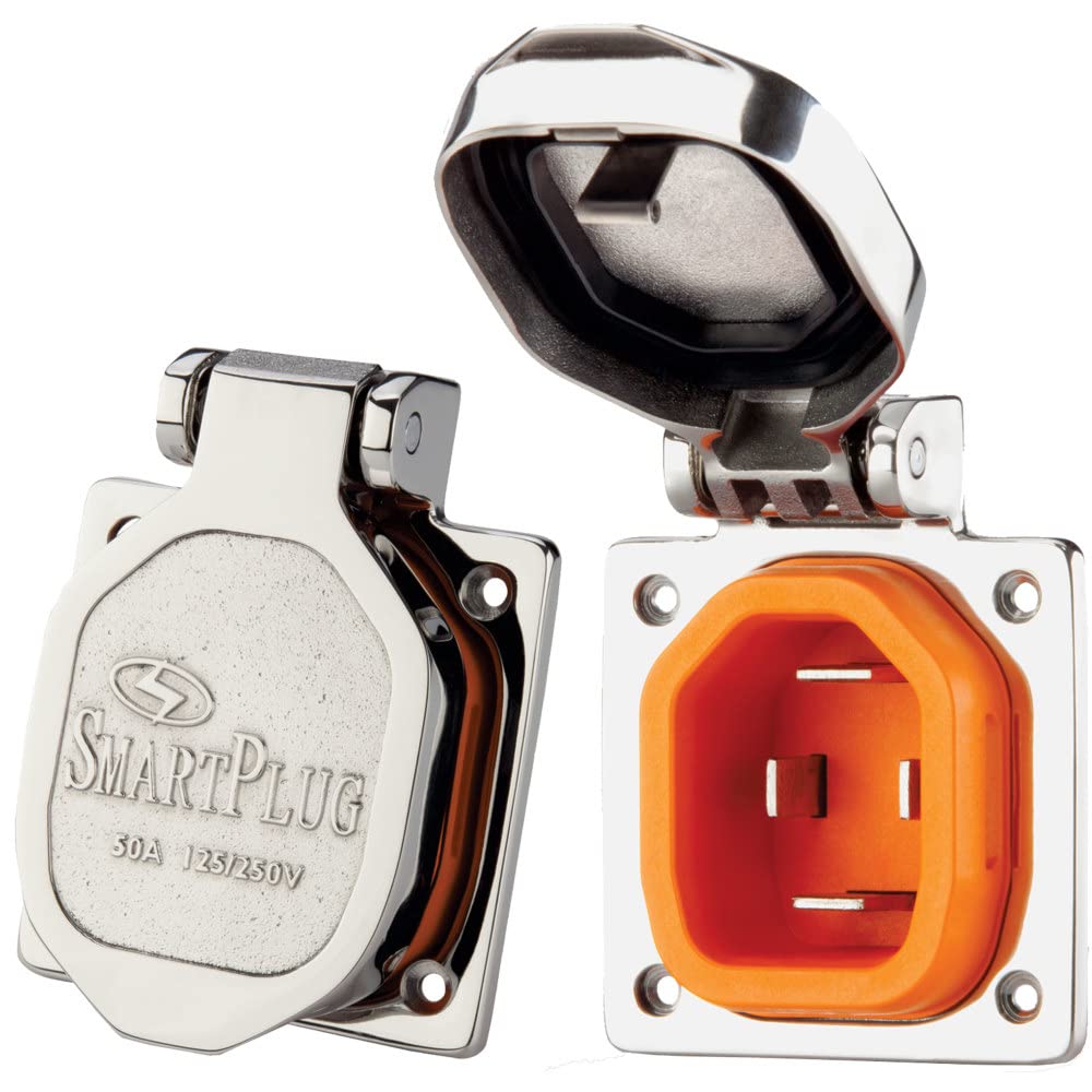 SmartPlug BM50S 50 Amp RV Smart Plug—High-Quality Stainless Steel Shore Power Inlet for Boats