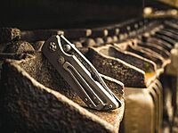 Böker Manukaftur Solingen M4 Sherman Damascus - Folding Collector's Pocket Knife Crafted from Recovered M4 Tank Materials