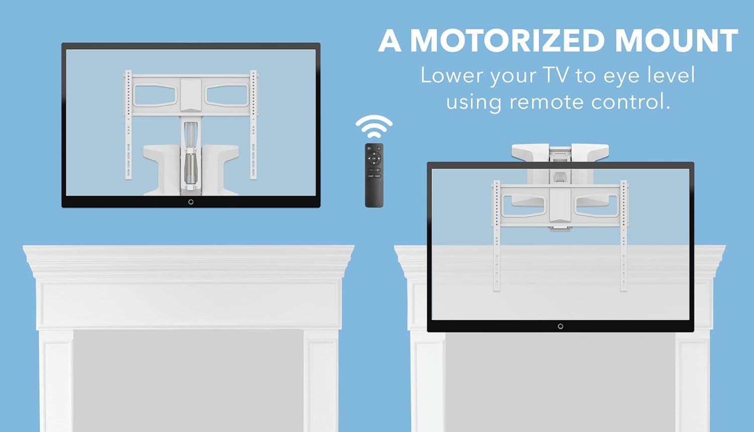 MOUNT-IT! Motorized Fireplace TV Wall Mount | Remote Control Electric Pull Down Mantel Mounting Bracket