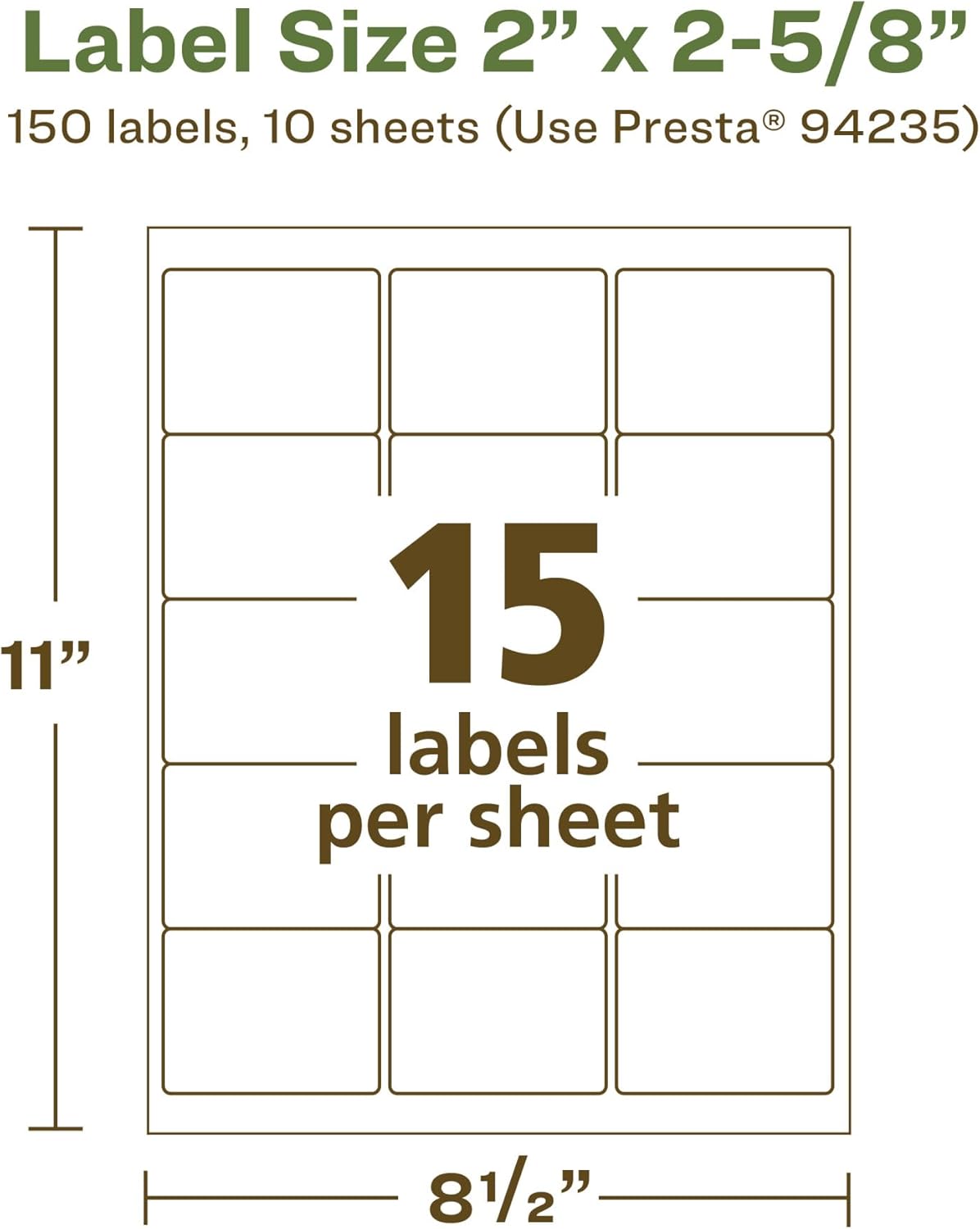 AVERY EcoFriendly Matte White Recycled Rectangle Labels, 2" x 2-5/8", Permanent Adhesive, Laser/Inkjet Printable