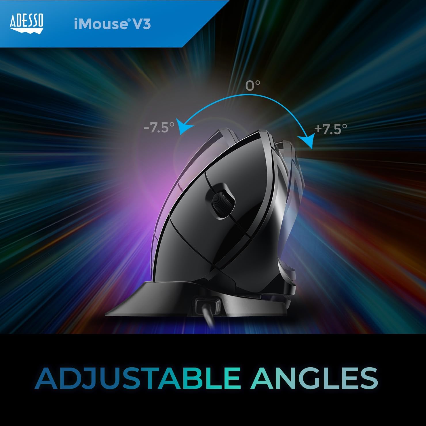 iMouse V3-TAA USB Adjustable Wrist Angle Vertical Ergonomic Mouse Made in Taiwan (TAA Compliant)