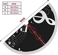 Black White Music Note Printed Christmas Tree Skirt 30 Inch - Thick Xmas Tree Skirt with Tassel for Indoor Outdoor Xmas Tree