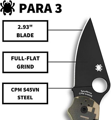 SPYDERCO Para 3 Folding Pocket Knife - Compression Lock