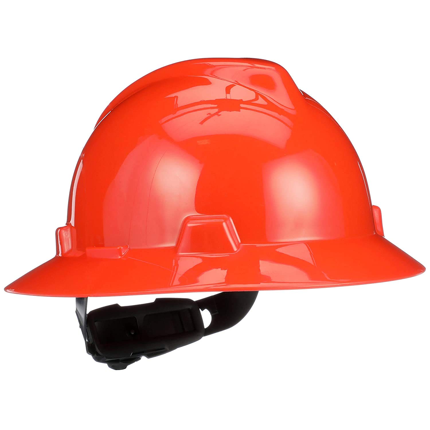 MSA 496075 V-Gard Full-Brim Hard Hat With Fas-Trac III Ratchet Suspension | Polyethylene Shell, Superior Impact Protection