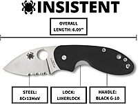 Spyderco Insistent Folding Knife - Black G-10 Handle with CombinationEdge, Full-Flat