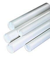 Aviditi White Mailing Tubes with Caps, 3" x 26", Pack of 24, for Shipping, Storing, Mailing, and Protecting Documents