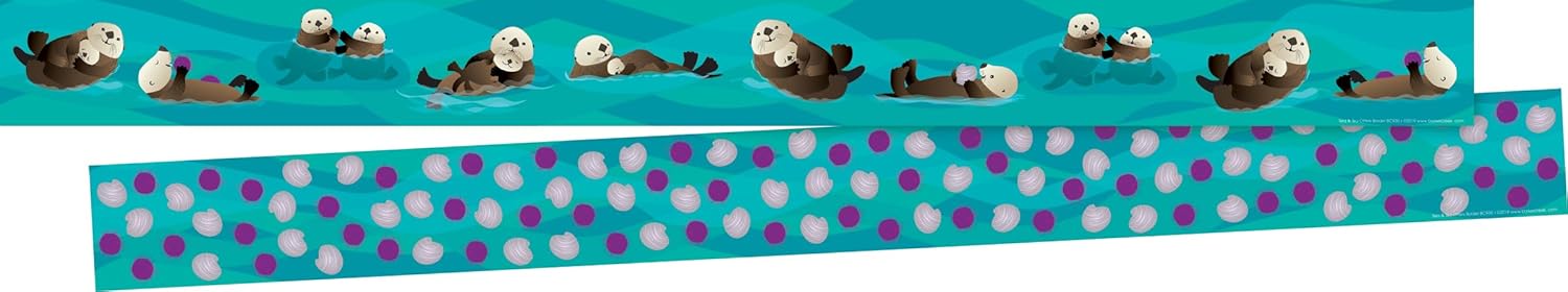 Barker Creek Double-Sided Border, Sea & Sky Otters, Trim Out Bulletin Boards and Create Colorful Displays with 70' of
