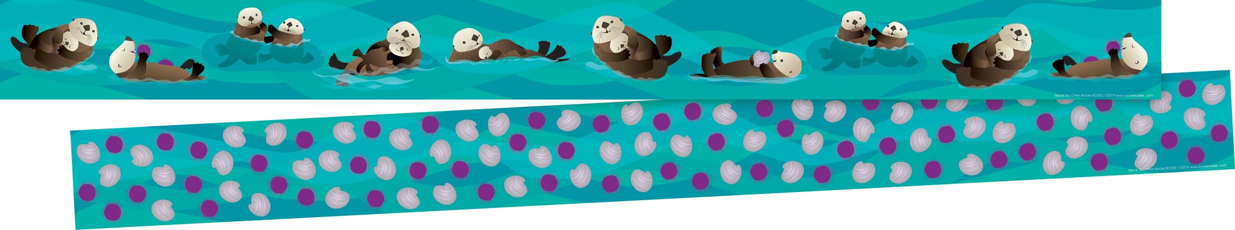 Barker Creek Double-Sided Border, Sea & Sky Otters, Trim Out Bulletin Boards and Create Colorful Displays with 70' of Designer Double-Sided Border, 3" x 70', Pack of 2 (4014)