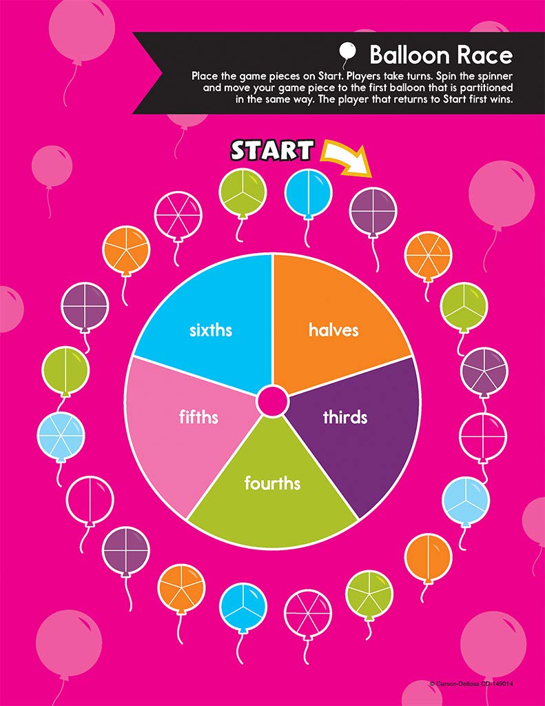 Carson Dellosa Train Your Brain: Fractions Classroom Activity Kit, Grade 2-4, Multi (111 pcs)
