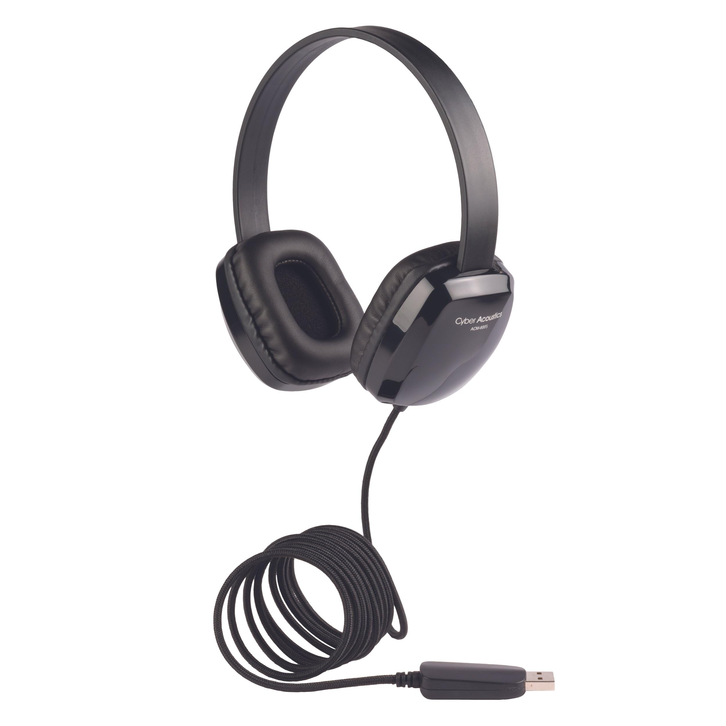Cyber Acoustics USB Stereo Headphones for PCs and Other USB Devices in The Office, Classroom or Home (ACM-6005) 1 Unit